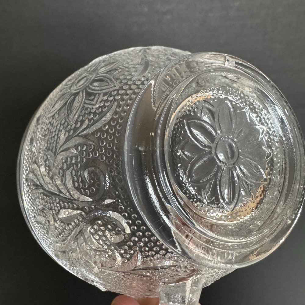 Set of 6 Vintage Anchor Hocking Sandwich Clear Depression Glass Floral Cups - Picture 5 of 7